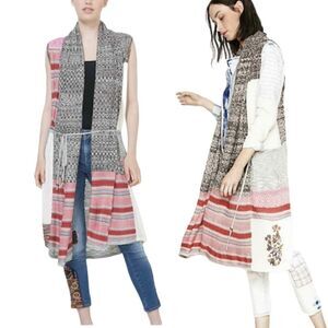 DESIGUAL Mencia Sleeveless Cardigan Vest Multi Color Size XS @O